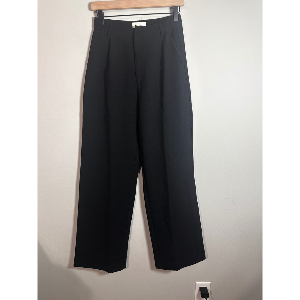 DISSH Celine Black Wide Leg High Waisted Pleated Trousers Pants US 4 AU 8 EU 36 - Picture 4 of 9
